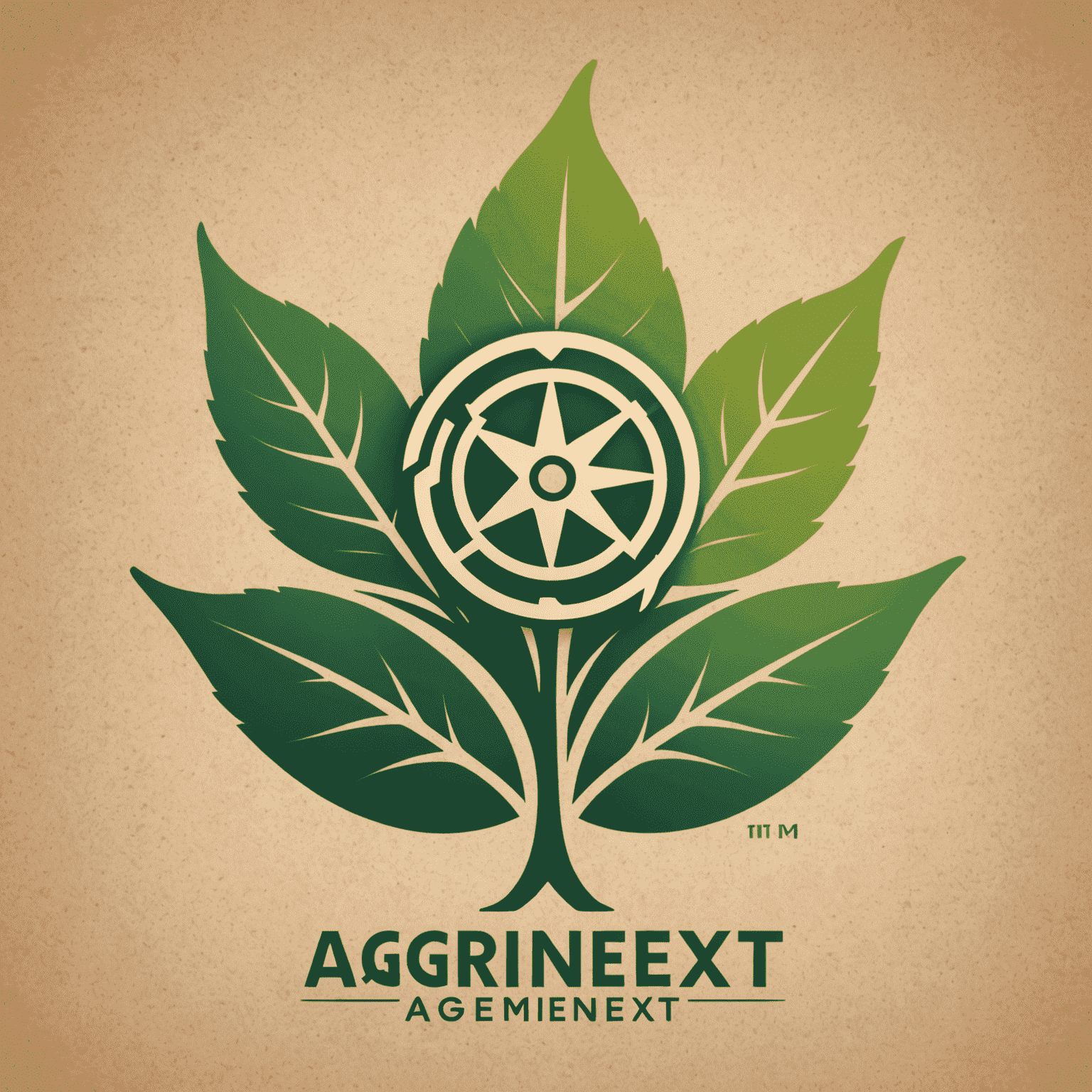 AgriNext logo featuring a stylized leaf and gear icon, representing the fusion of nature and technology in modern farming